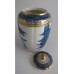 SOLD Caughley 'Barrel' Shaped Vertically Moulded Tea Canister, Decorated with Blue & White 'Pagoda' Pattern, c1785 SOLD