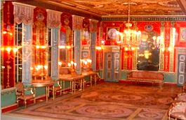 There is a cleverly constructed model of this glass drawing room displayed, which give a very clear indication of the true splendour of this room when it existed before the house was demolished in the nineteenth century.